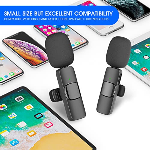 2 Pack Wireless Lavalier Microphones for iPhone iPad