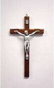 Catholic & Religious Gifts, Crucifix Wood Silver Corpus 10"