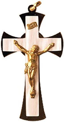 Catholic & Religious Gifts, Plaque First Communion Small Crucifix Mother of Pearl Gold 3