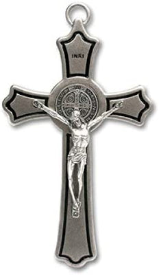 Catholic & Religious Gifts, Crucifix ST Benedict Nickle Pearl 8