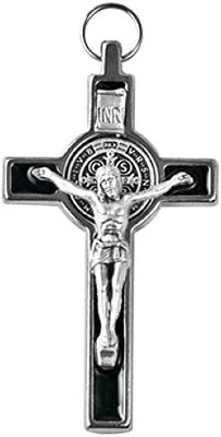 Catholic & Religious Gifts, Small Crucifix ST Benedict Silver Black 3