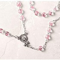 Catholic & Religious Gifts, Rosary Silver Chain Pink Beads 6MM 18"