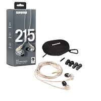 Shure SE215 PRO Wired Earbuds - Professional Sound Isolating Earphones, Clear Sound & Deep Bass, Single Dynamic MicroDriver, Secure Fit In Ear Monitor, plus Carrying Case & Fit Kit - Clear (SE215-CL)