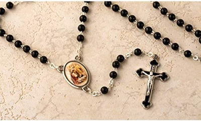 Catholic & Religious Gifts, Rosary First Communion Black (BOY), 4MM 14.5