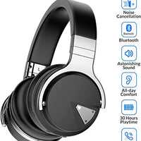 Silensys E7 Active Noise Cancelling Headphones Bluetooth Headphones with Microphone Deep Bass Wireless Headphones Over Ear, Comfortable Protein Earpads, 30 Hours Playtime for Travel/Work, Black