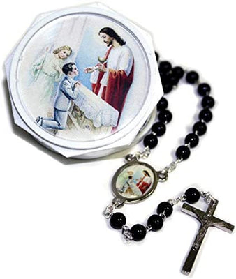 Catholic & Religious Gifts, Rosary First Communion BOY Black, 4MM 16