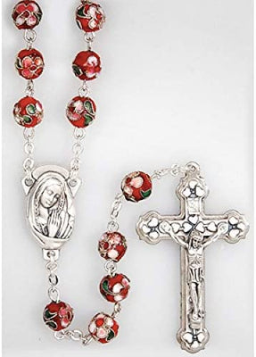 Catholic & Religious Gifts, Rosary Beads Cloisonne RED 8MM 22