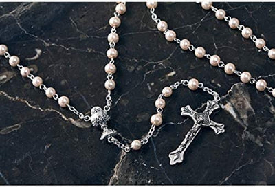 Catholic & Religious Gifts, RSY F/C Pearl Beads Silver Chain 16