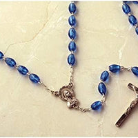 Catholic & Religious Gifts, ROSARY BEADS SILVER/BLUE 18"