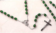 Catholic & Religious Gifts, Rosary Beads Silver/Green 18"