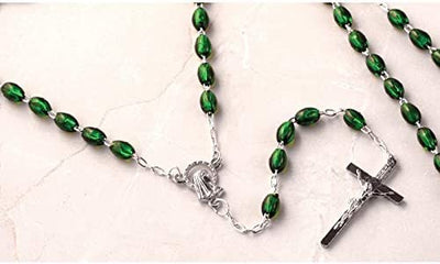 Catholic & Religious Gifts, Rosary Beads Silver/Green 18