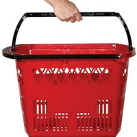 New Retail Red Roller Plastic Shopping Baskets 13" W X 21 1/2" D X 14 3/4" H