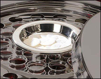 Communion Tray Center Bread Plate - Silver Finish (Silver) (Pack of 2)