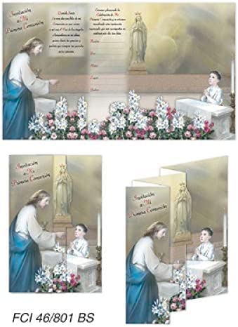 Catholic & Religious Gifts, FIRST COMMUNION INVITATION BOY SPANISH WITH ENVELOPE 100/PKG