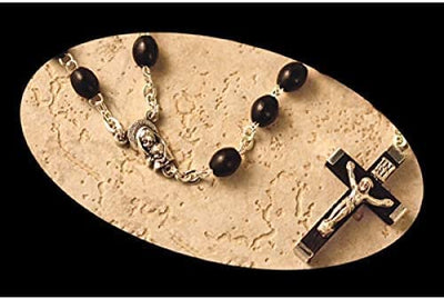 Catholic & Religious Gifts, Rosary Black Silver, 5MM 14