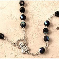 Catholic & Religious Gifts, Rosary Black Silver 7MM 22"