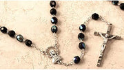 Catholic & Religious Gifts, Rosary Black Silver 7MM 22"