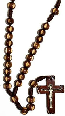 Catholic & Religious Gifts, Rosary Wood Two Tone Brown 17