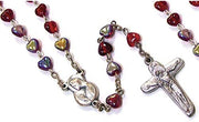 Catholic & Religious Gifts, Rosary Heart Shaped RED Silver 4MM 17"