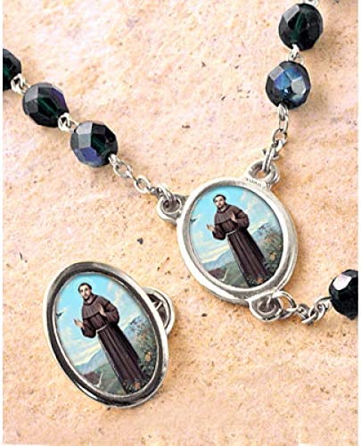 Catholic & Religious Gifts, Rosary Crystal Beads SAN Francis of Assisi Silver 7MM 21 3/4"