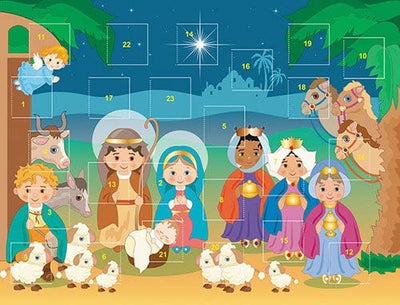 Child's Christmas Nativity Stable Advent Calendar Classroom Bulk Set, Pack of 12