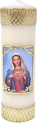 Church Supply Candle - Will and Baumer - Hand-Decorated Family Prayer Paraffin Devotional Candle with Decal, 8-Inch, Immaculate Heart