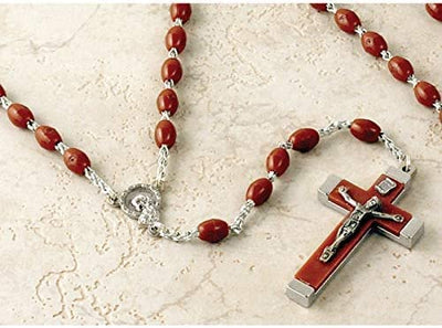 Catholic & Religious Gifts, Rosary Plastic Brown Silver Chain 5MM 18