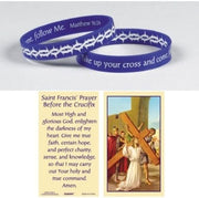 Religious Gift Set Crown of Thorns 8-inch Silicone Stretch Bracelet with Saint Francis Prayer Card