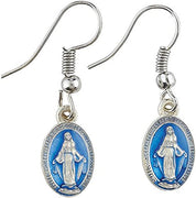 Miraculous Medal Earrings Mary Our Lady of Grace Jewelry 1 1/4 Inch Long