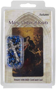 Mary, Untier of Knots Rosary Set Glass Beads and Metal Crucifix with Prayer Pamphlet and Case