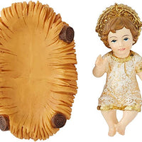 Baby Jesus Christ with Manger Christmas Figurine, 5 Inch