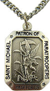 Creed Silver Toned Base Saint Michael Patron of Paratroopers Medal Pendant, 1 Inch