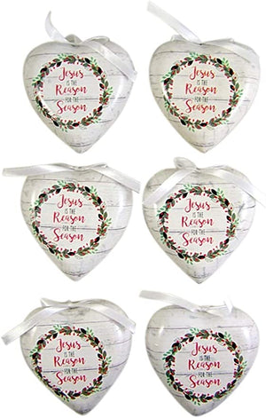 Jesus is The Reason for The Season Christmas Decoupage Ornament, 3 Inch, Pack of 6