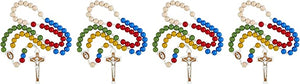 Religious Gifts Mulit Color Wooden Prayer Bead Laser Engraved Mission Rosary, 17 Inch (Pack of 12)