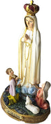 Our Lady of Fatima with Children Statue. Catholic 8" Statue portraying Virgin Mary Blessed Mother with 3 Small Children Praying