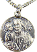 Silver Toned Base Patron Saint Joseph The Worker Father Medal, 7/8 Inch